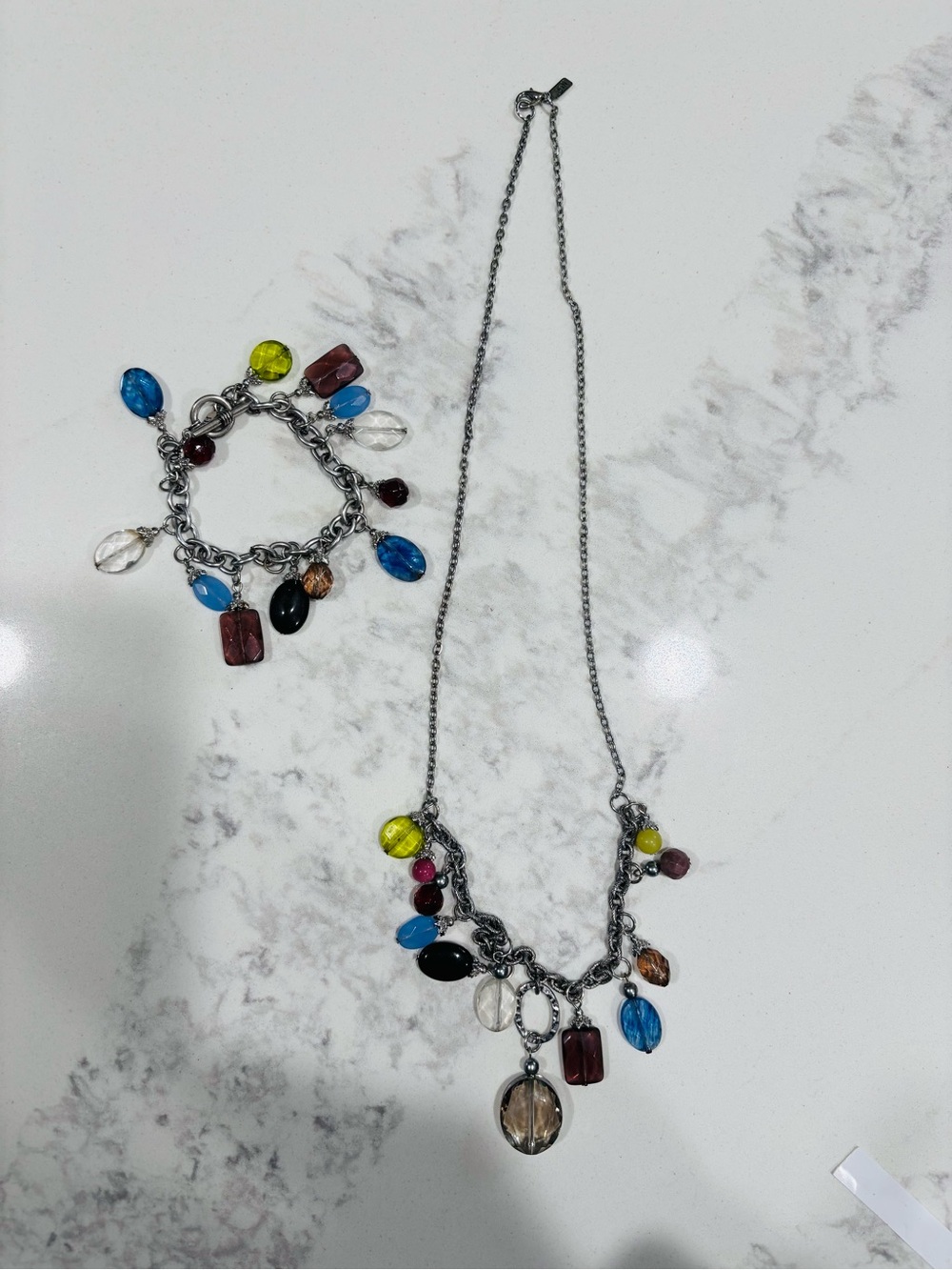 J.Jill Necklace & Bracelet Set Colorful Charm Beaded Jewelry